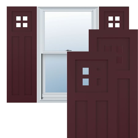 True Fit PVC San Antonio Mission Style Fixed Mount Shutters, Wine Red, 15W X 38H